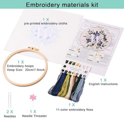 Harimau Letter Pattern W Embroidery Kit for Adult Beginners, Complete Starter Pack with 1 Hoop, Needles, Instruction Guide & Embroidery Stitch Video Tutorials - Image 2