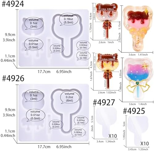 Resin Shaker Molds Lolipop Kitty and Bear Kits Set with Matching Films - Image 2