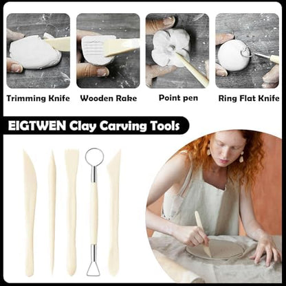 EIGTWEN 100ml Air Dry Clay Glaze and 29pcs Clay Tools Kit, Matte Varnish - Image 4