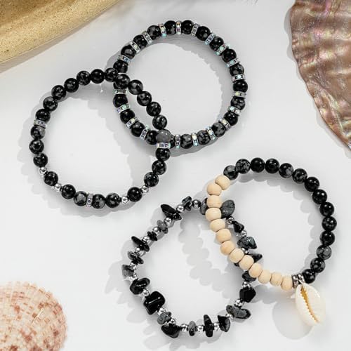 Xyliise Bracelet Making Kit Natürliche Perlen Set for Adults Beads for Bracelets Silver Jewelry Making Supplies DIY Jewelry Necklace Earrings (CZ006-Black and White) - Image 6