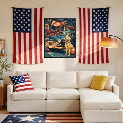 RICUVED Dog Paint by Numbers for Adults, Independence Day Paint by Numbers Kit for Adults Beginners, Flag DIY Acrylic Car Oil Painting on Canvas Easy for Gift Home Wall Decor 16x20 Inch - Image 3