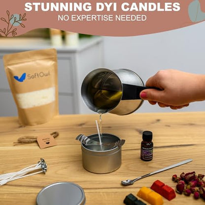 SoftOwl Premium Soy Candle Making Kit with Electric Melter - Soy Wax, Big 7oz Jars & Tins, 7 Pleasant Scents, Color Dyes & More - Perfect as Home Decorations - DIY Starter Scented Candles Making Kit - Image 3