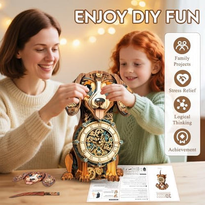 3D Wooden Puzzles for Adults-Dachshund Clock Puzzle-Adult Crafts - Image 5