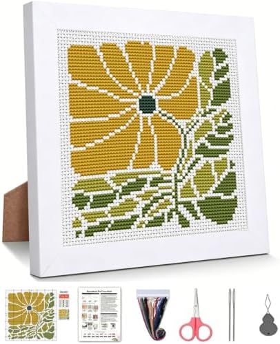 WUSARPLY Plants Stamped Cross Stitch Kits for Beginners Adults with Framed by WUSARPLY