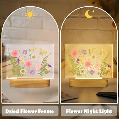 Okayera Dried Flower Frame with LED Light - Display for Pressed Flowers 4x6inch, Unique Gift for Women Mom Wife Girlfriend Valentines Mothers Day Birthday Christmas, Night Light for Bedroom Home Decor - Image 3