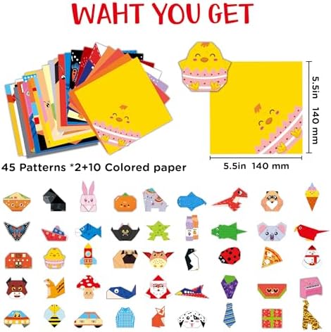 Xuoent Origami Kit for Kids, 100 Sheets Paper Crafts Kits, Ages 5-12+ - Image 6
