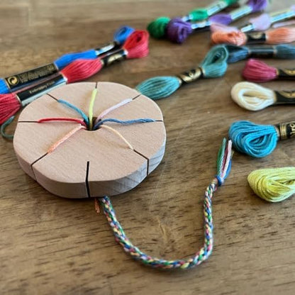 Grow Creative Kumi Wheel, Kumihimo Braided Bracelet Making Kit, Natural Materials - Wooden Disk, Cotton Embroidery Threads, Loom Jewelry Making Arts and Crafts Kit - Image 2