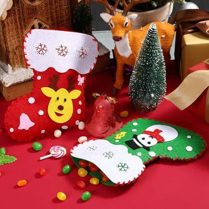 JOINPAYA 12PCS DIY Christmas Stocking Making Kits: Felt Santa Craft Applique Stocking Bag for Holiday DIY Arts and Crafts Felt Christmas Stocking Making Kits - Image 6