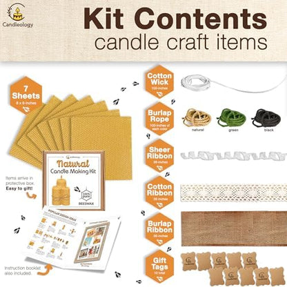 Beeswax DIY Candle Making Kit - Natural Candle Rolling Kit for Beginners with 7 Beeswax Sheets & Multiple Decorations to Make Candles - Image 2