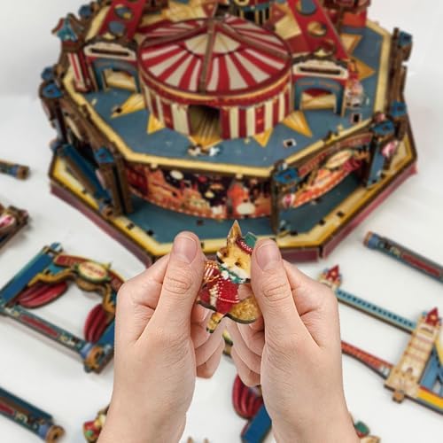 3D Wooden Puzzle Ferris Wheel DIY Miniature House Kit Music Box - Image 6