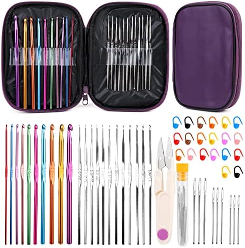 IMZAY 54 Pcs Crochet Hooks Set, 0.6mm-6.5mm Crochet Needles for Yarn by Imzay
