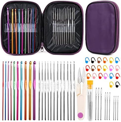 IMZAY 54 Pcs Crochet Hooks Set, 0.6mm-6.5mm Crochet Needles for Yarn by Imzay