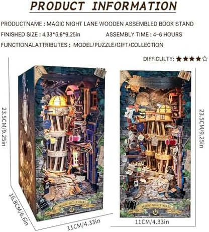 Spilay Book Nook Kit for Adults, Magic Night Lane DIY Miniature House Kit - Image 2