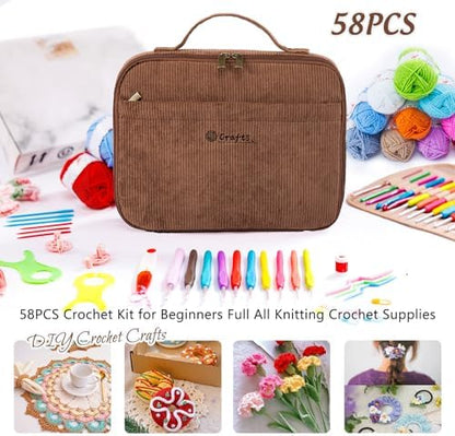 MYBAGZING Crochet Kit for Beginners,Yarn Starter Kit w/Hooks & Storage Bag - Image 4