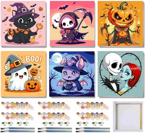 SYDYLH 6 Pcs Framed Easy Halloween Paint by Numbers for Adult/Kids 8x8in by Unknown