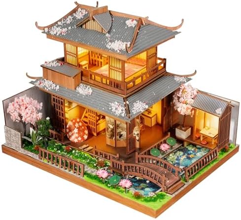 DIY Tiny House Building Kit for Adult Mini Japanese Cherry Blossom Miniature House Kit 3D Puzzles Tiny Home for Adults Unique Doll House Kit Gifts by Unknown