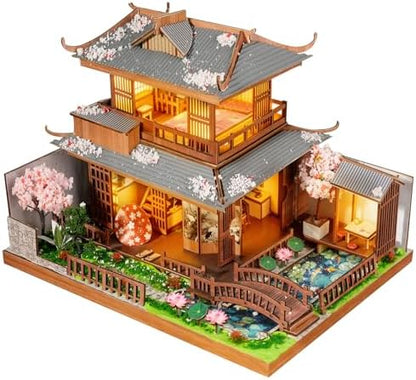 DIY Tiny House Building Kit for Adult Mini Japanese Cherry Blossom Miniature House Kit 3D Puzzles Tiny Home for Adults Unique Doll House Kit Gifts by Unknown