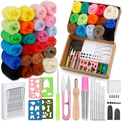 Yizzvb 24 Colors Needle Felting Kit, Beginners Wool Roving Set by yizzvb