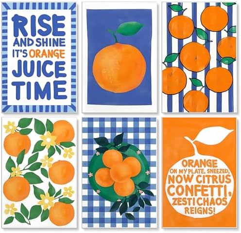 6 Pack Paint by Numbers Kit for Adults, Orange Number Painting, 8x12 Inch by GEEHEIY