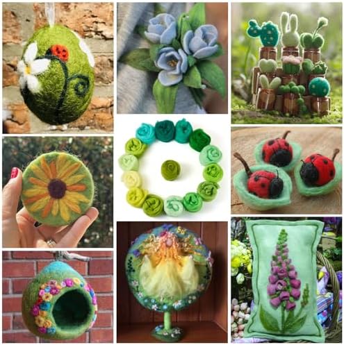 Beadthoven 15 Colors Felting Wool Roving Gradient Color Needle Felting Wool Roving Yarn Fiber Spinning Wool Roving for Needle Felting, DIY Hand Spinning, Wet Felting, DIY Craft Green 75G - Image 3
