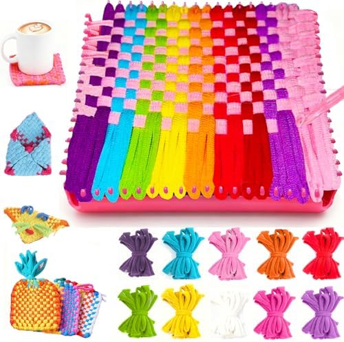 HOMY MART Weaving Loom Kit Toys for Kids and Adults, Potholder Loops Crafts for Girls Ages 6 7 8 9 10 11 12, 7" Pot Holder Loom Knitting Kits and Gifts for Kids and Beginners, 280 Craft Loops by Unknown