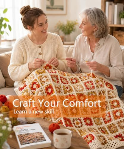 Kitcroet Crochet Kit for Beginners, Granny Square Blanket Easy Crochet Kit - Image 3