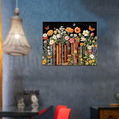 Wildflower Paint by Numbers Kit for Adults Flower Book Art Painting Kit Adult Paint by Number Kits on Canvas DIY Oil Painting for Beginners Gifts for Book Lovers Home Wall Decor 16x20 Inch - Image 2