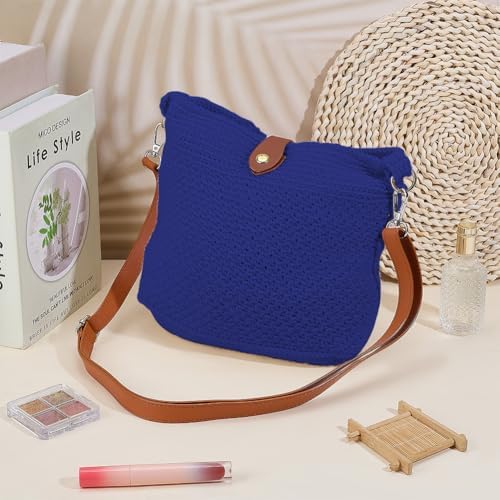ACRNIGHEET Crochet Bag Kit for Beginners Crochet Purse for Women DIY Tote Bag Making Kit with Step-by-Step Tutorials Knitting Supplies for Adults Crafts Boho Gift Idea (Blue) - Image 5