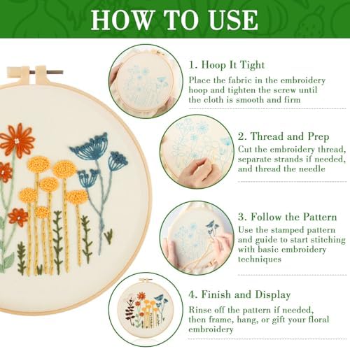 RAINFLOW 3 Pack Embroidery Kit for Beginners - Stamped Cross Stitch Kits - Image 4