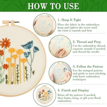 RAINFLOW 3 Pack Embroidery Kit for Beginners - Stamped Cross Stitch Kits - Image 4