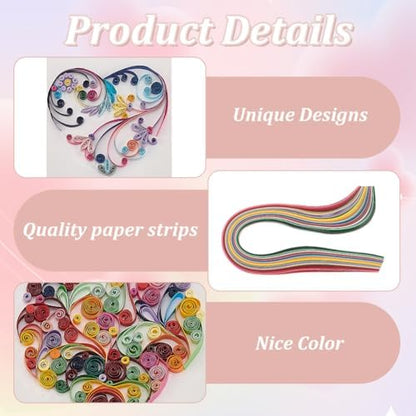 WEBEEDY 20 Sets Paper Quilling Kit for Adults Beginners DIY Heart Quilling Greeting Card Making Kit with Instruction DIY Unique Card for Valentine's Day Birthday,Holiday,New Year's Day,Thanksgiving - Image 3