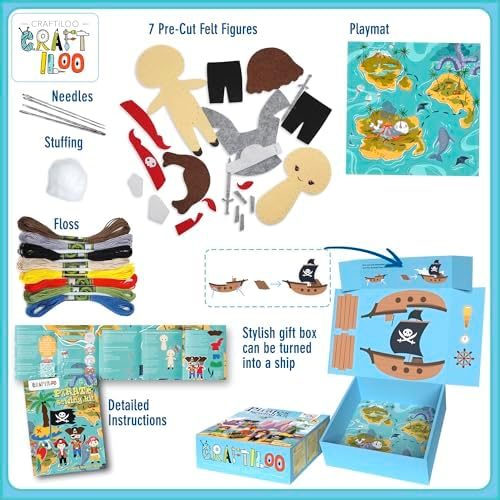 Pirates Sewing Kit for Kids Ages 8-12 - Pre-Cut Felt Pillow Plush Craft - Image 3