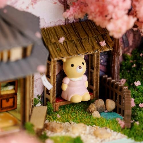MAGQOO Miniature Dollhouse Kit Box Theater Kit Miniature Room Kit 3D DIY Wooden Doll House Kit with Furniture 1:100(Cherry Blossoms) - Image 4