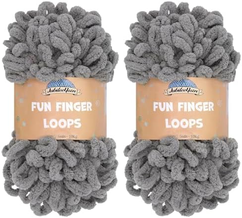 JubileeYarn Fun Finger Loops Yarn - Grey - 2 Skeins by BambooMN