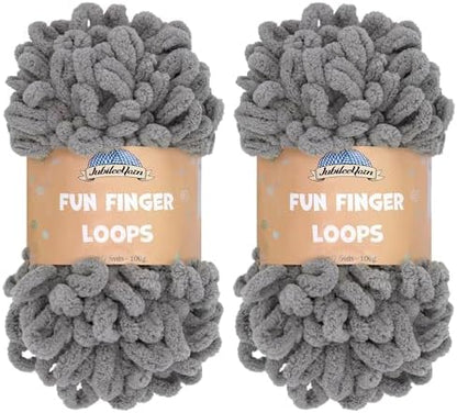 JubileeYarn Fun Finger Loops Yarn - Grey - 2 Skeins by BambooMN