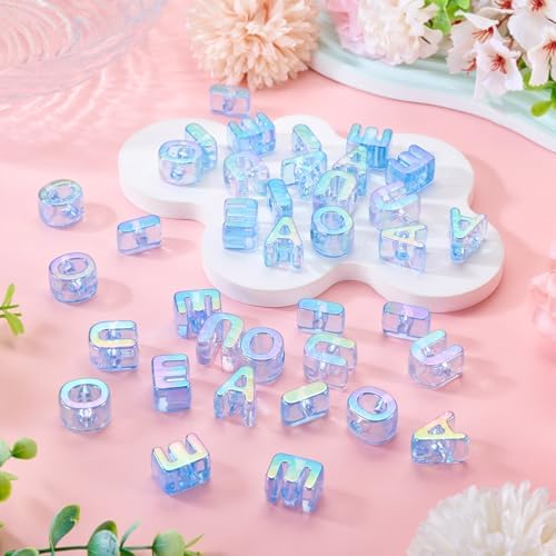 FASHEWELRY 50Pcs Vowel Large Letter Beads, 20mm Big Acrylic Alphabet Beads, Large Hole Vowel Bead Spacer for Bracelets Necklaces Bag Charms Shoelaces Keychains Lanyards (Navy Blue) - Image 6