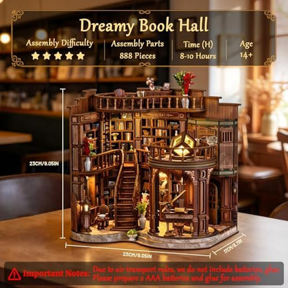 SUNNINO Book Nook Kits for Adults, Miniature Dollhouse Kit Bookshelf Decor - Image 2