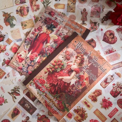 Rose Stickers for Scrapbooking Supplies, 550+ Vintage Stickers for Junk Journal Pre-Cut Ephemera Sticker Book for Adults Aesthetic Flower Lable Washi Sticker for Journaling DIY Arts Crafts by Ahmagen