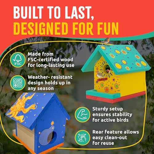 Jr Bird House Kit, DIY Cedar Wood Birdhouse for Outdoors with Paint - Image 6