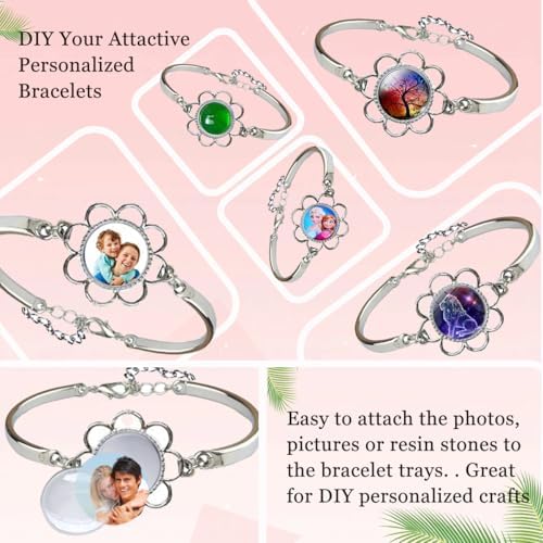 Pendant Trays Set with Glass Cabochon for Jewelry Making Supplies, Floral - Image 5