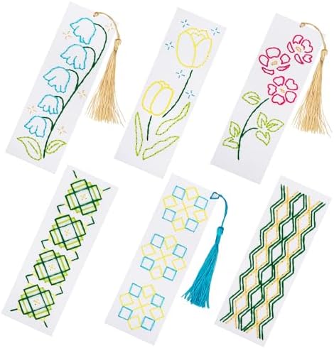 SWATOM DIY Bookmarks Embroidery Kits for Adults Make Your Own Personalized Embroidered Cardstock Bookmark Making Kit for Beginners Classroom Projects by SWATOM