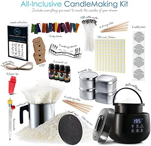 Hearth & Harbor Organic Soy Candle Making Kit for Adults, DIY Crafts, Complete Candle Making Supplies Include Natural Soy Wax, Tins, Electric Pot, Scents, Wicks & More – Gift Idea, Home Decor – 12 Lbs - Image 2