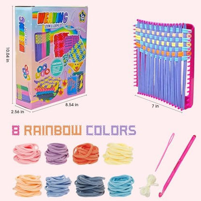 ZJEFUNS Weaving Loom Kit Toys for Kids and Adults DIY Arts and Crafts for Girls Ages 5 6 7 8 9 10 12, Pot Holder Loom Knitting Kits Includes 8 Color Craft Loops for Beginners - Image 5