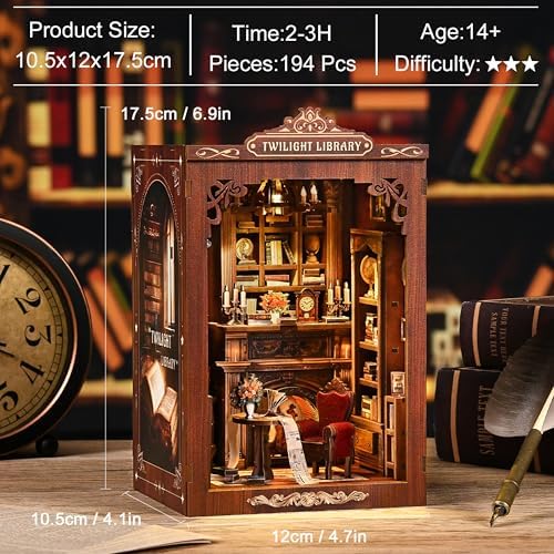 ISSEVE Book Nook Kit, Library Booknook Kits Dollhouse Bookshelf Decoration - Image 4