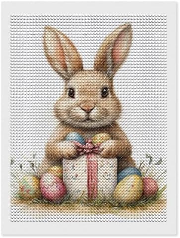 Cute Easter Bunny Diamond Drawing Art Kit for Adults Easter Egg and Gift Box DIY Diamond Art Painting for Beginners Full Drill Round Gem Art Painting for Crafts Home Wall Decor by DuduYH