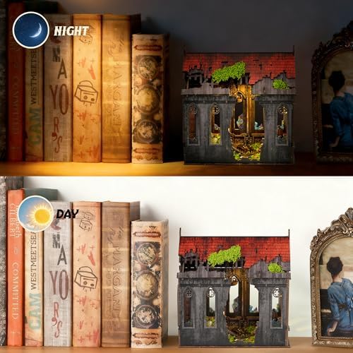 Lost Cathedral Book Nook Kit – 254-Piece 3D Wooden Puzzle with LED Lights, Gothic Miniature Bookshelf Insert Decor, DIY Craft Model for Adults & Teens - Image 6