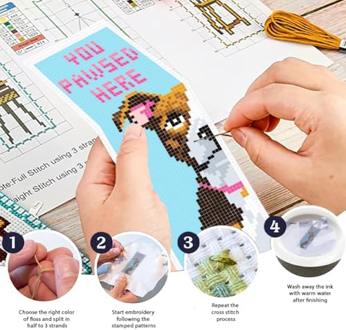 ORIGACH 6 Set Dog Cross Stitch Bookmark Kit for Beginner - Image 4