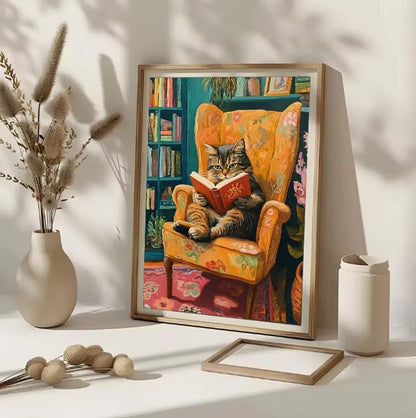 Canrichshop Reading Cat Paint by Numbers Kit for Adults,Painting by Numbers,DIY Acrylic Paint Kit for Adults Beginners Without Frame,Easy Adult Paint by Number Kits on Canvas for Decor 16x20inch - Image 4