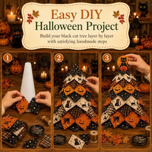 2026 New Christmas & Halloween DIY Quilted Fabric Tree Kit, 3D Layered Sewing Craft Set for Beginners, Christmas Tree Quilt Kit, Handmade Tabletop Holiday Decor, Gift for Craft Lover - Image 3