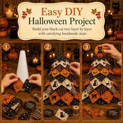 2026 New Christmas & Halloween DIY Quilted Fabric Tree Kit, 3D Layered Sewing Craft Set for Beginners, Christmas Tree Quilt Kit, Handmade Tabletop Holiday Decor, Gift for Craft Lover - Image 3